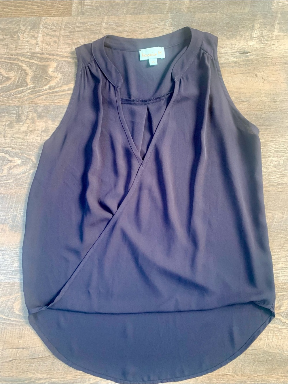 Veronica M Navy Business Casual Sleeveless Wrap-Front Camisole